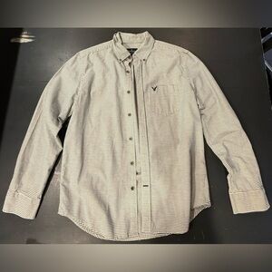 American Eagle Blue Striped Button Up Shirt Men's Large Long Sleeve